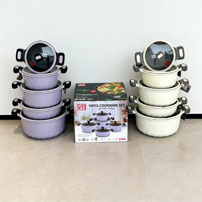 UCC LIFE aluminio no adhesivo estampado 10 piezas conjunto de cubierta de vidrio de silicona de fondo doble granito de piedra de arroz