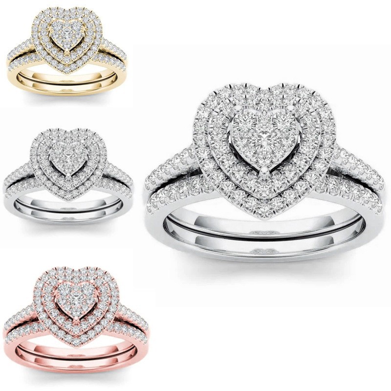 Simple Style Heart Shape Alloy Inlay Zircon Women's Rings display picture 1