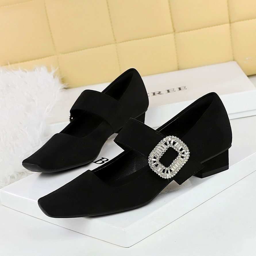 Velvet Mary Jane Heels With Rhinestone Straps And Square Toe_voghion.com