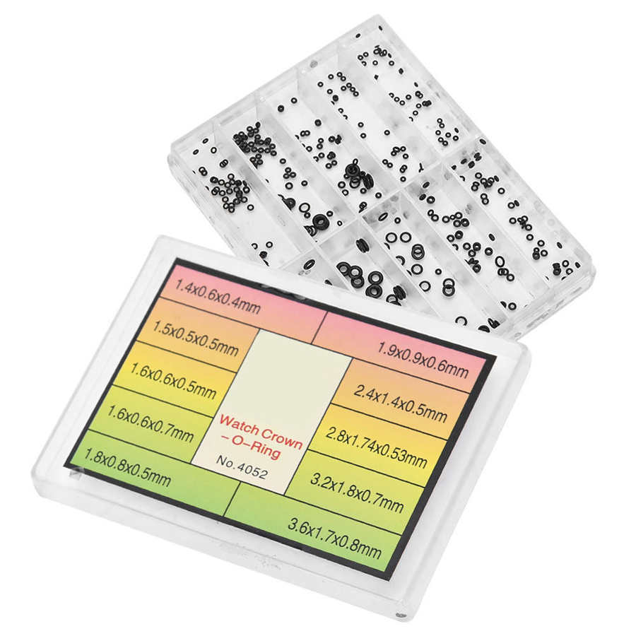 钟表工具 手表把头防水圈 10格装多规格把的防水胶圈 O型把头胶圈