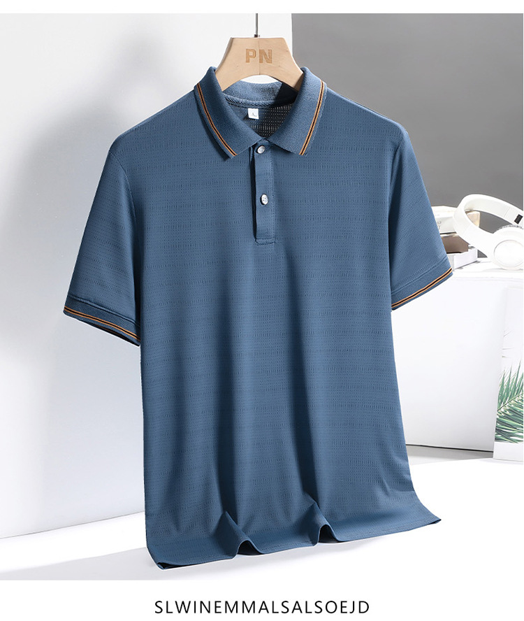 Hielo rápido secado camiseta polo de manga corta hombre de mediana edad negocios ocio de manga corta papá camiseta de hombre de mediana edad