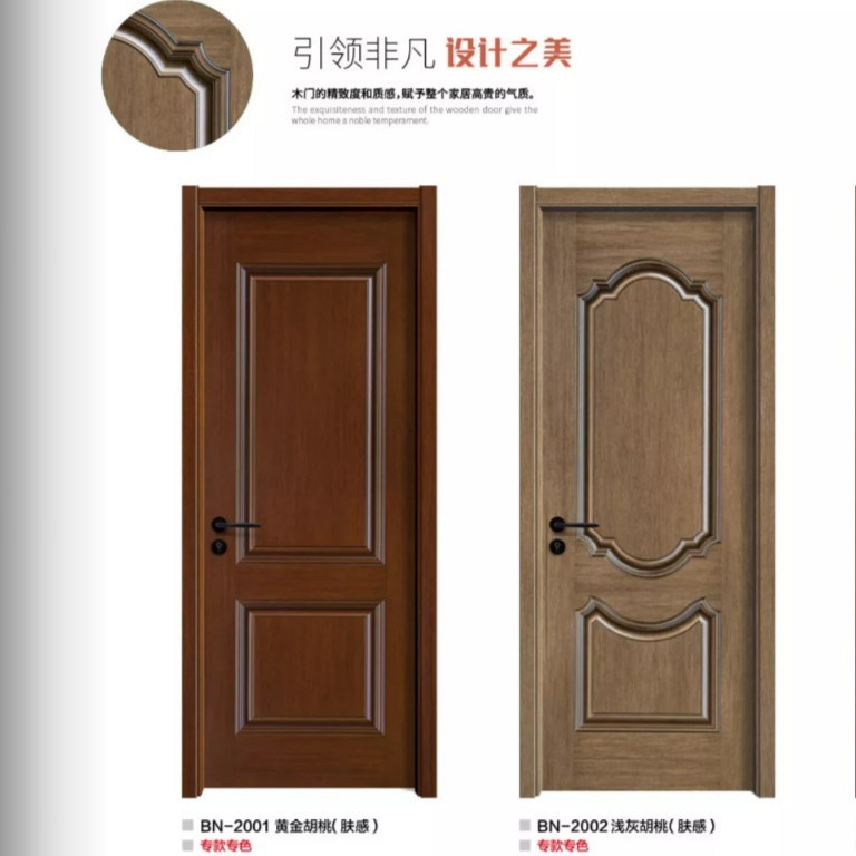 メーカー直供卸売り無漆木戸中国風無漆生態門家装平開実木複合門|undefined