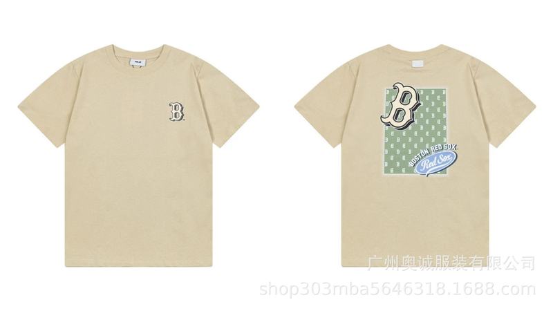 韓国 25ss 新 MLB 春夏新作 ny ビッグロゴ刺繍半袖プリントラウンドネック Tシャツ男女兼用|undefined