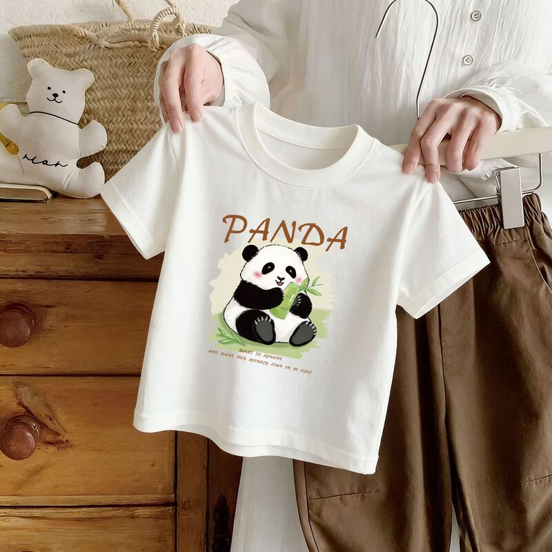 Soft and Skin-Friendly Panda Children's Short-Sleeve T-Shirt, Summer Pure Cotton Casual Breathable Top for Boys and Girls Soft and Skin-Friendly Panda Children's Short-Sleeve T-Shirt, Summer Pure Cotton Casual Breathable Top for Boys and Girls