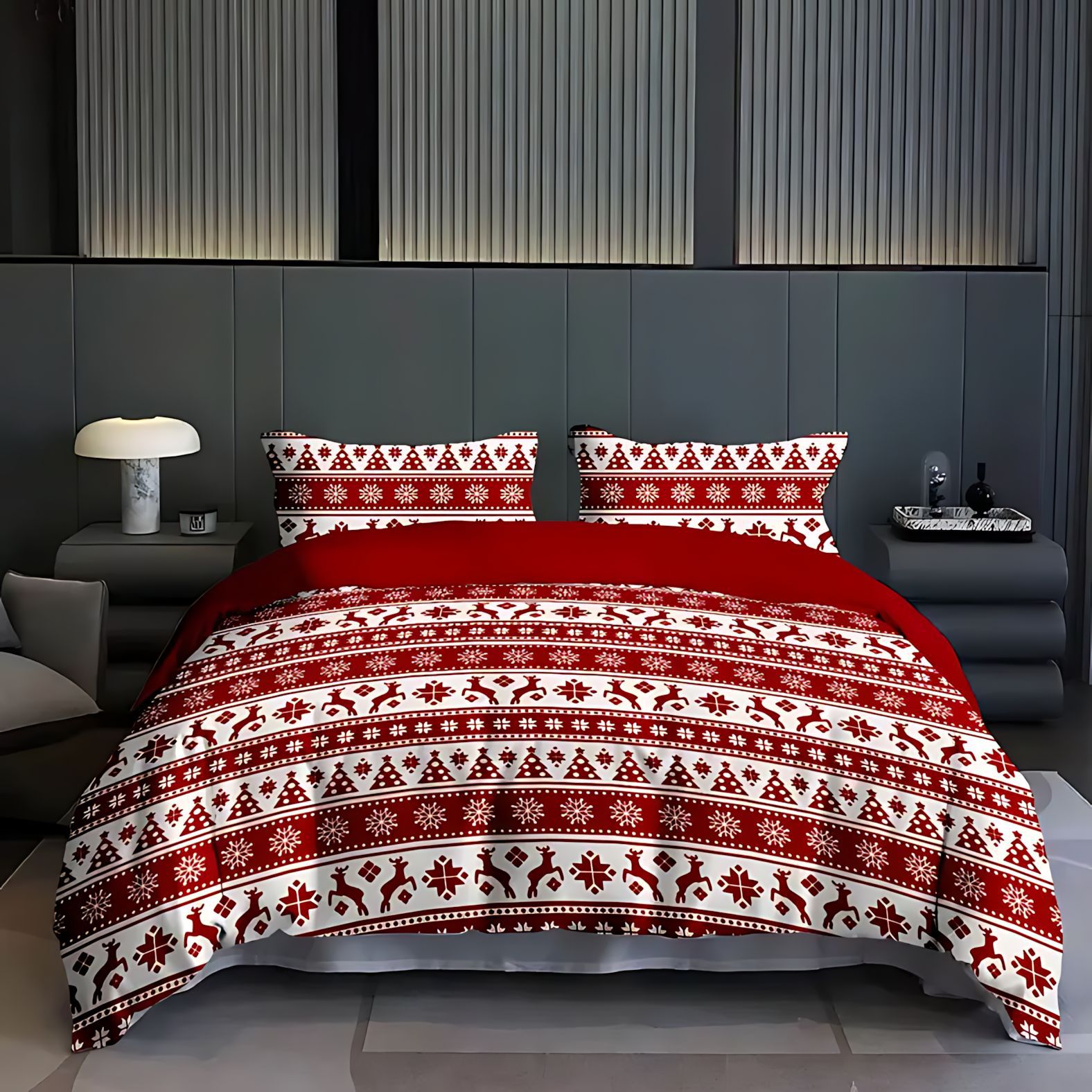 TEMU / JIT Amazon Cross-Border Christmas Theme HD Digital Printed Frosted Edredon Set Set