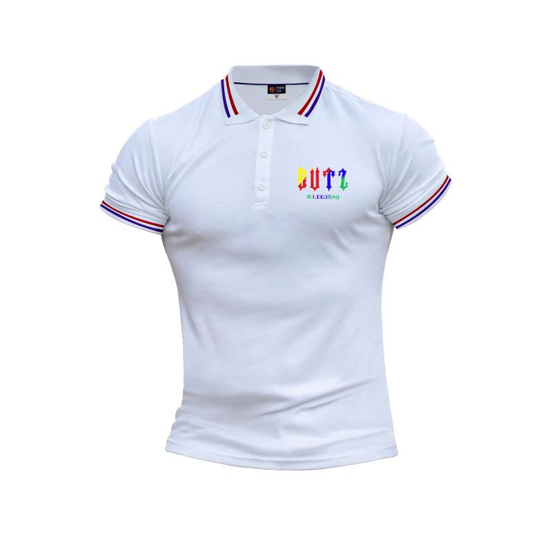 Men's Summer New Contrast Thread Polo Collar Panel Design Large Short Sleeve Casual T-shirt_voghion.com