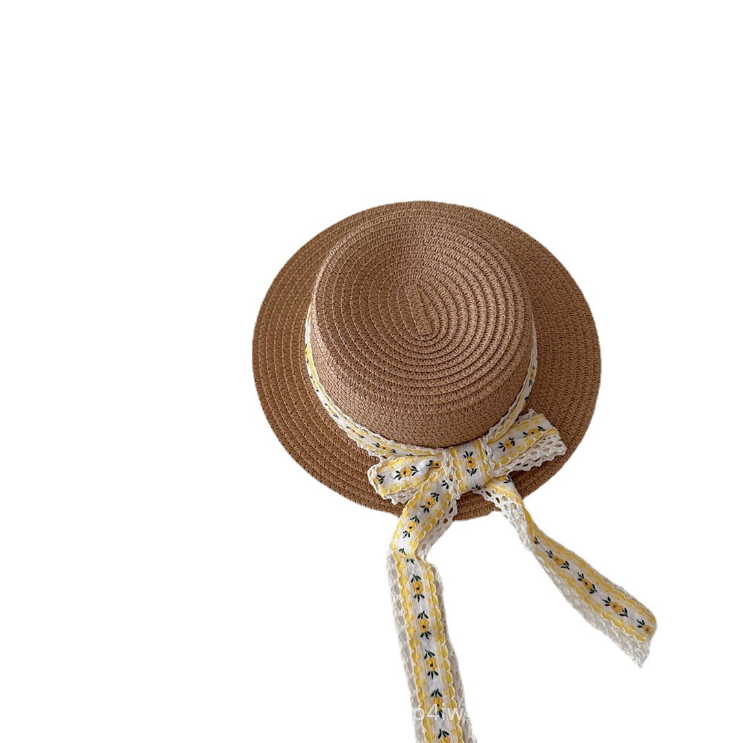 Summer children's beach sun hat, simple and elegant design, sun protection, western style