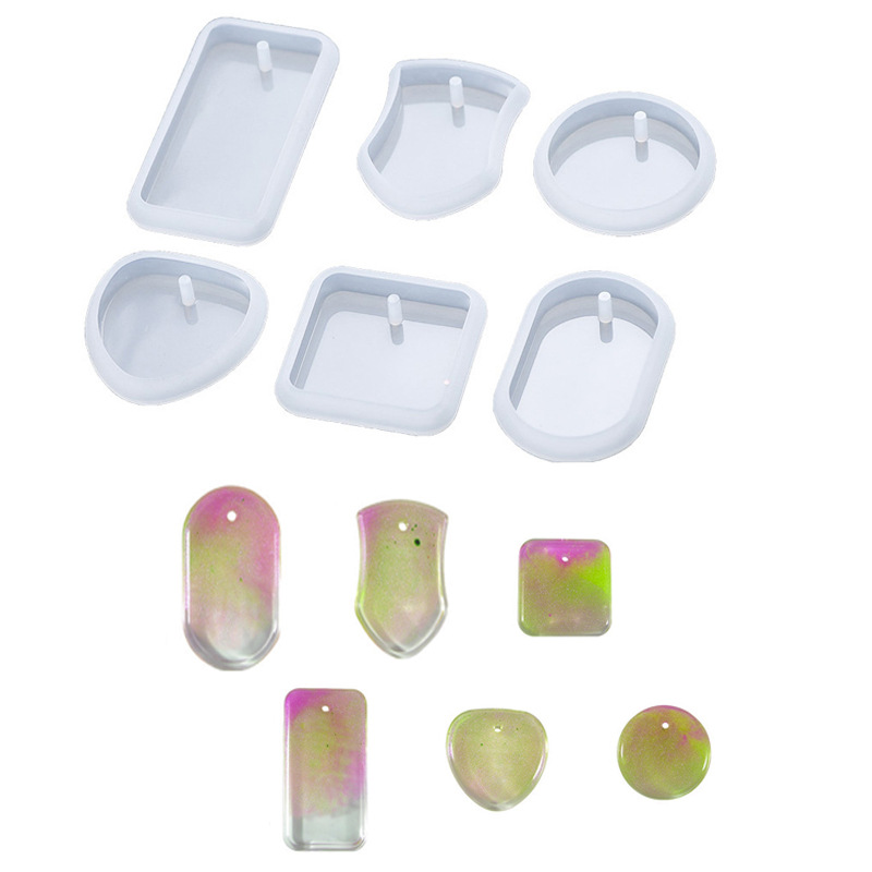 Manufacturer's In-Stock Crystal Resin DIY Round, Heart-Shaped, Square, Six Types of Mirror Small Pendant Tags Silicone Molds