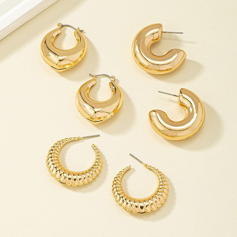 Hornbag Texture Ear Ring Earrings Women's European and American ins Niche Retro Simple Distinctive Metallic Ear Buckle Earrings