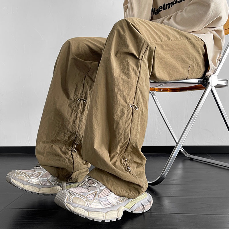 American Style Retro All-match Crowd Pants Men's Summer Wide Leg Straight Barrel Niche Trendy Brand Design Sense Solid Color Casual Pants