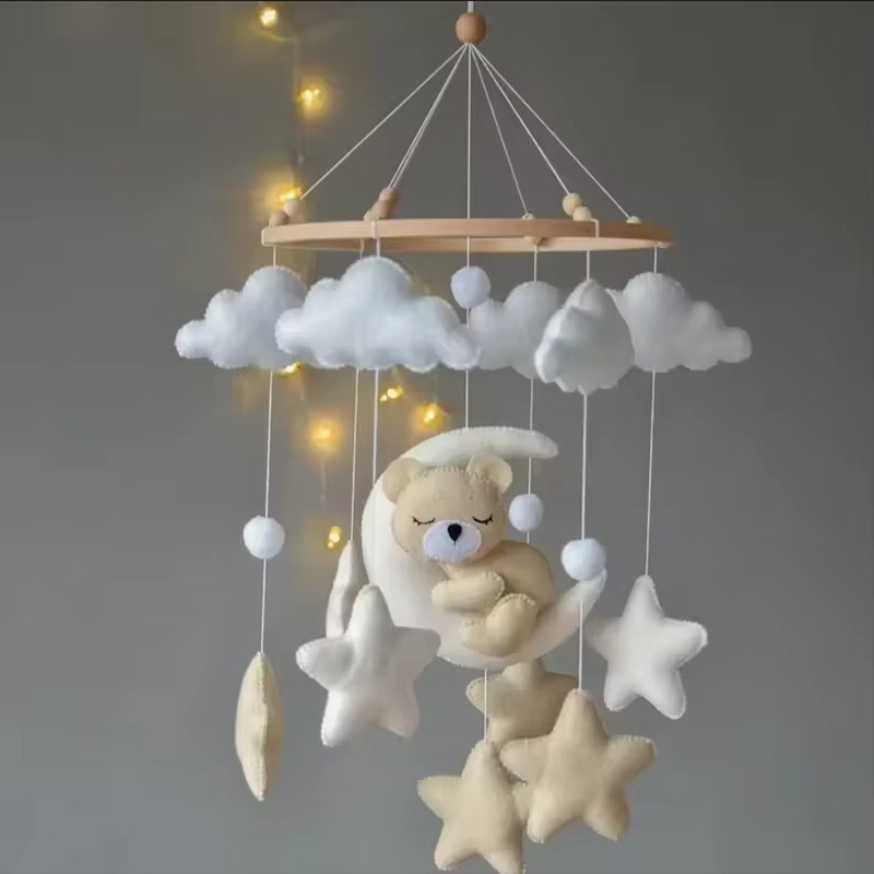 Transfronterizo amazónica nórdica felt animal cama campana colgar decoración cama bebé bebé conductor ojos campana cama