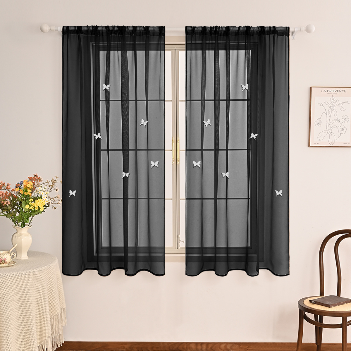 Malla de ventana Terylon de color sólido de doble cuerda para perforar todo el mundo, accesorios de pin de mariposa tridimensional de doble capa, TEMU