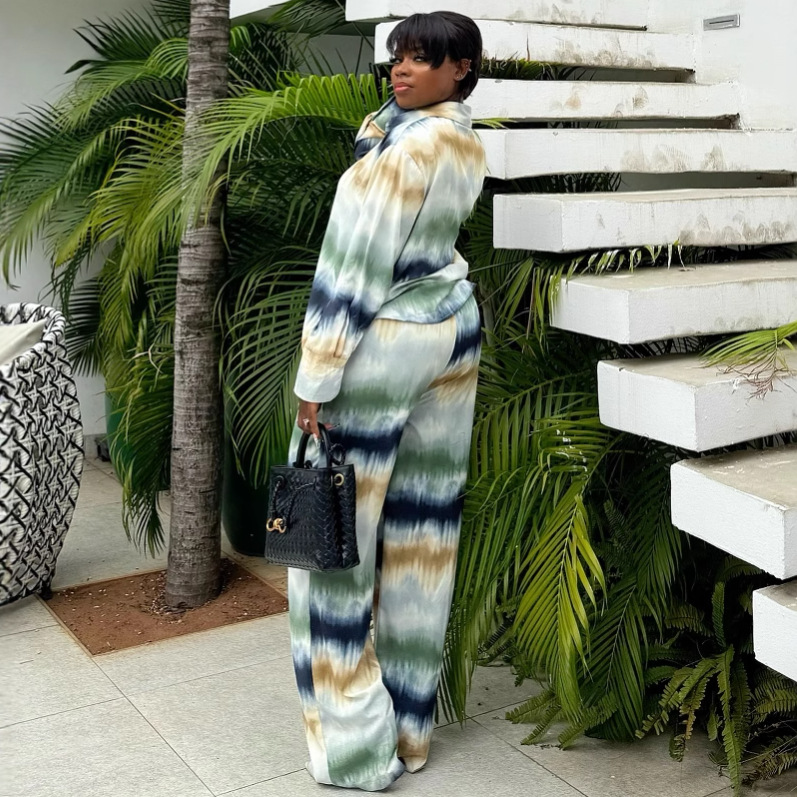 Trendy Women's Printed Long Sleeve Shirt & Pants Set – Loose Fit, Afro-Euro Street Style_voghion.com