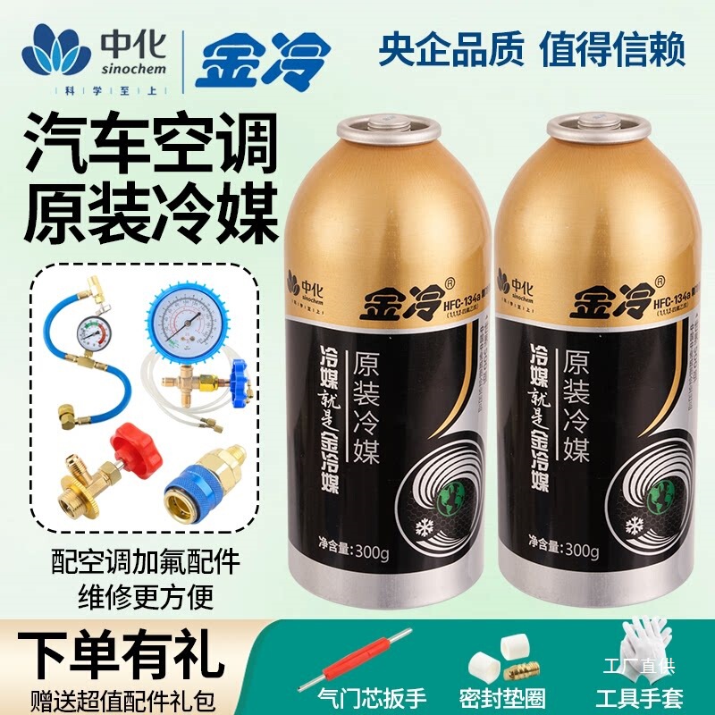 Jinleng Car Air Conditioning R134A Refrigerant Eco-Friendly Refrigerant Fluoride Tool Set Refrigerant for Car Use
