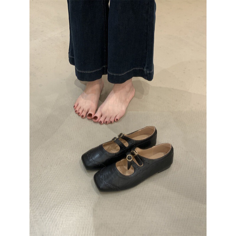 复古绒面方头玛丽珍鞋芭蕾舞鞋女2025新款法式浅口软底单鞋女鞋子|undefined