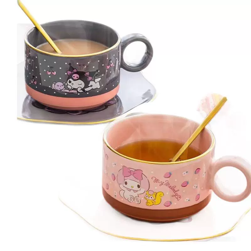 Кружка с персонажами Sanrio, стиль Ins, творческая кофейная кружка для пары, керамическая чашка для воды, офисная кружка