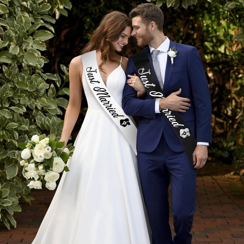 Bachelor Party Suit Satin Bride and Groom Just Married Belt Hot Stamping Ribbon Gift Party Etiquette Belt