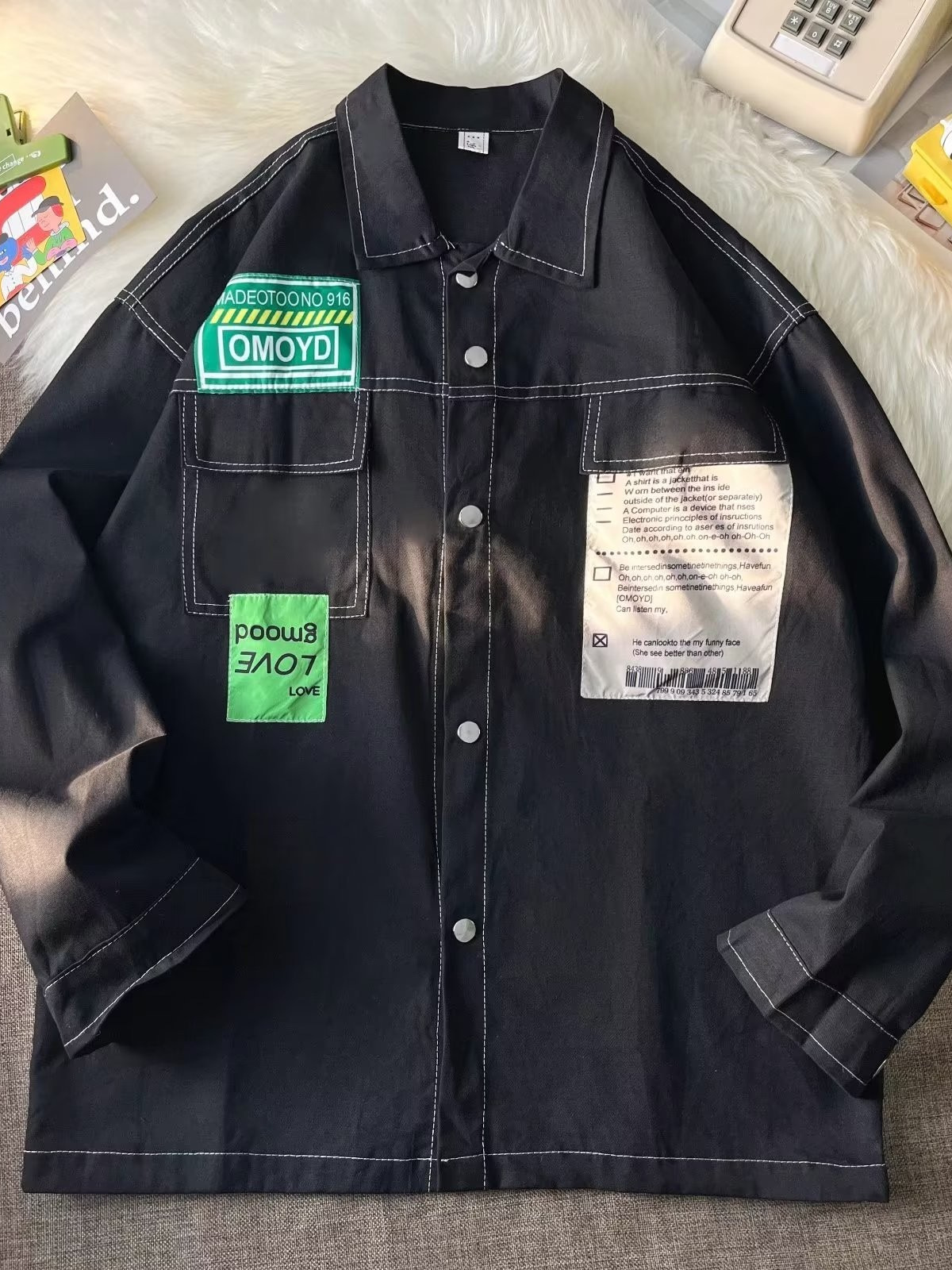 Camisa de manga larga, chaqueta de herramientas para hombres, tendencia de primavera y otoño, camisa casual suelta, ropa de otoño para hombres, estilo de Hong Kong casual