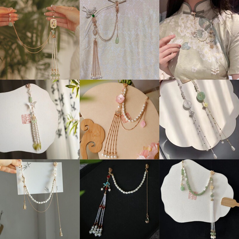 Chinese-Style Clothing Accessories, Cheongsam Collar Decoration, Hanfu Accessories, Long Tassel Butterfly Collar Decoration, Versatile Accessories, National Style Accessories