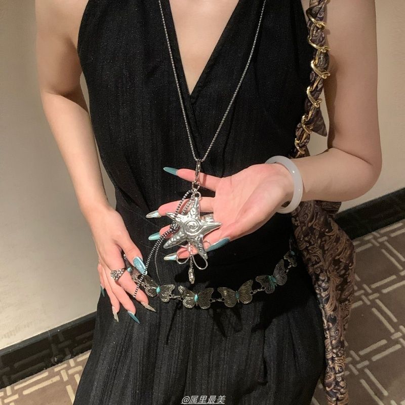 ins韩系波点蝴蝶结吊坠项链那女高级感时髦百搭长款毛衣链配饰|undefined