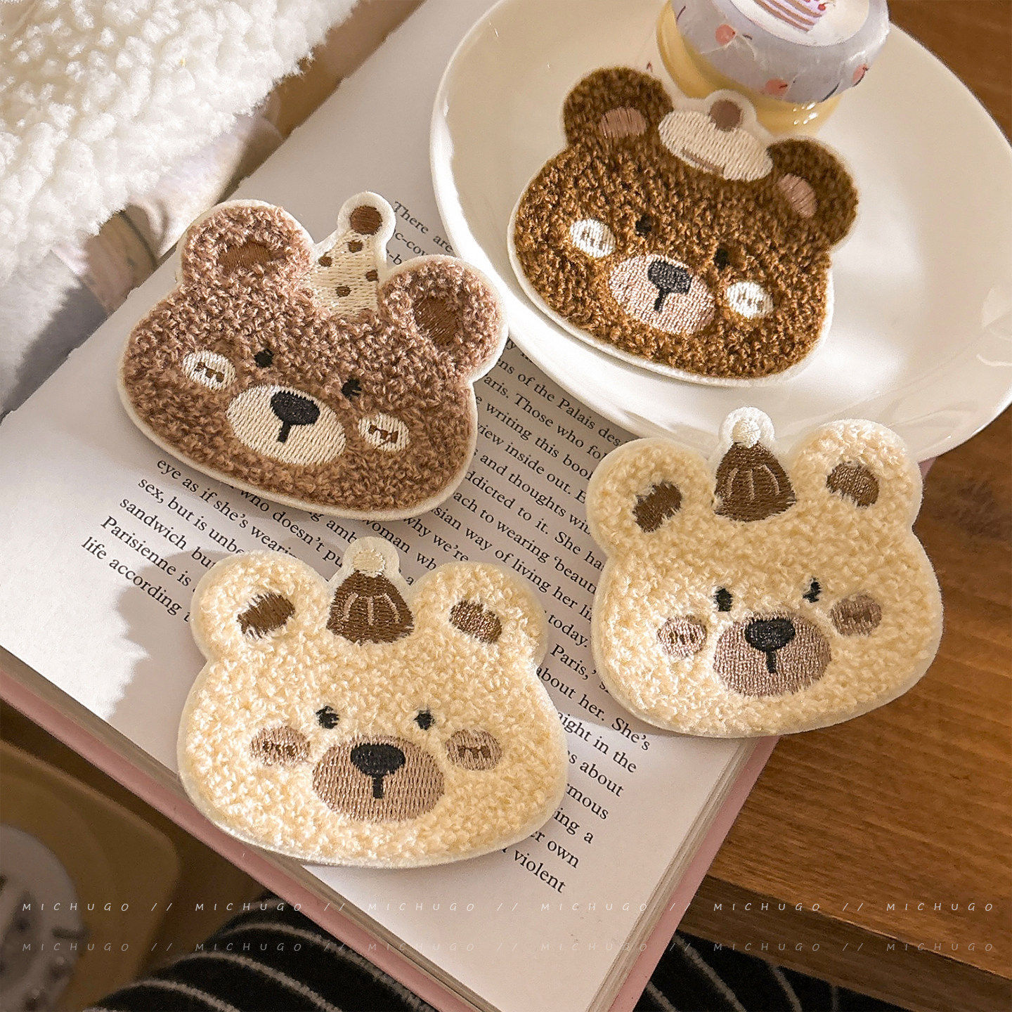 Cute Hat Bear Bangs Patch for Girls, Forehead Hair Tidying Magic Sticker for Children and Babies