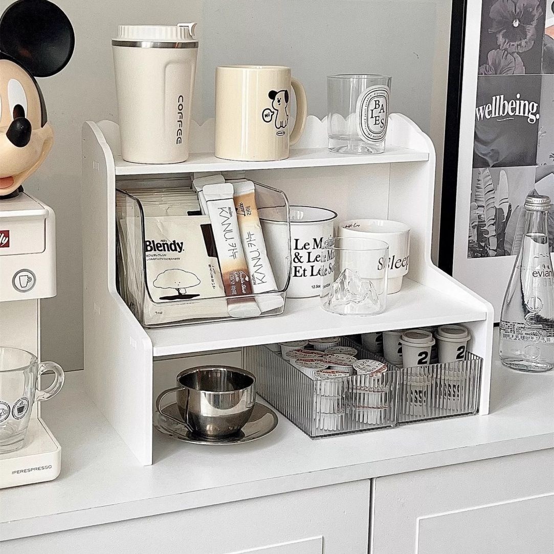 Ins Style Double-Layer Heightening Desktop Storage Rack Dormitory Office Cosmetics Stationery Book Storage and Organization Rack