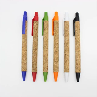 厂家供应广告圆珠笔软木纸管笔麦秸杆料可降解笔玉米降解料笔