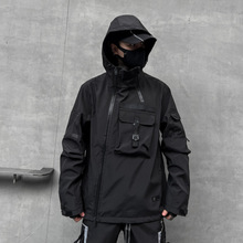 23秋冬男暗黑炸街连帽夹克宽松工装机能风潮牌休闲上衣外套国潮