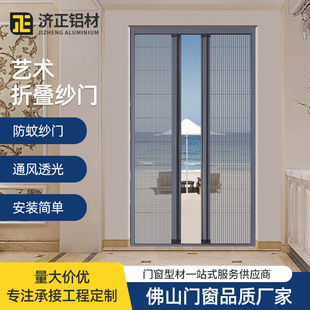 Factory Direct Sales Gold anti-mosquito protective screen door sliding door nylon mesh screen door folding invisible art folding screen door