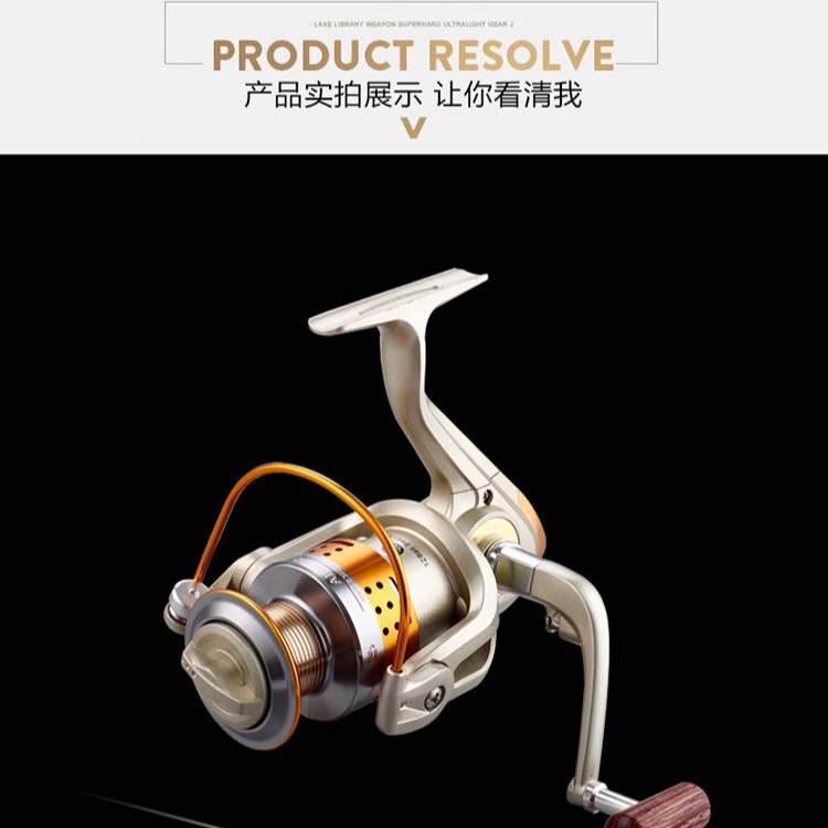 Carrete de pesca tiburón de oro serie AK cabeza de metal balancín de metal carrete de pesca rueda giratoria engranaje de pesca al por mayor