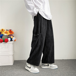 Harajuku Style Ins Influencer Casual Pants Men Straight Loose Drape Wide-Leg Pants Trendy Brand Large Pocket Cargo Long Pants