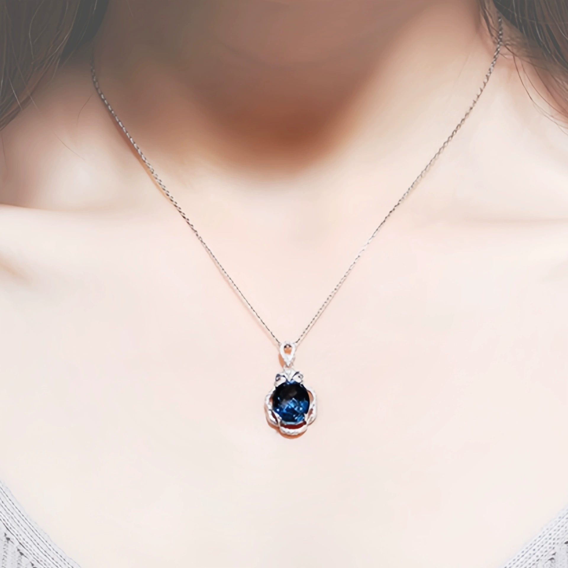 Эйшуа Crystal necklace, элегантная синяя цепь для ключей сумки яшмовый, подвеска, европейский стиль, простой и элегантный дизайн