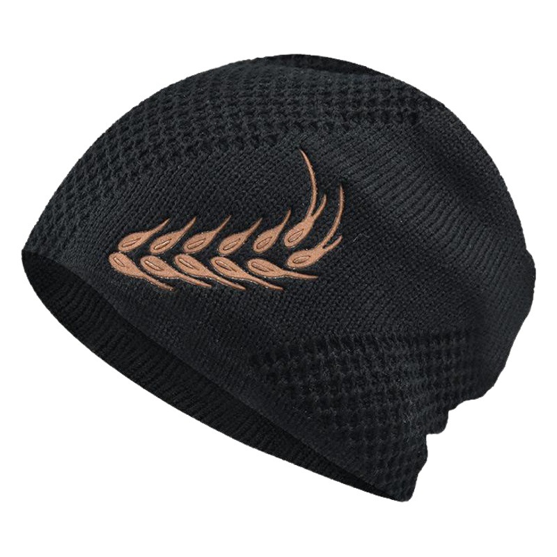 Invierno forrado de lana caliente de los hombres al aire libre sombrero de trigo oído bordado Jersey sombrero de lana forrado de lana de punto extra grande sombrero de invierno image 1