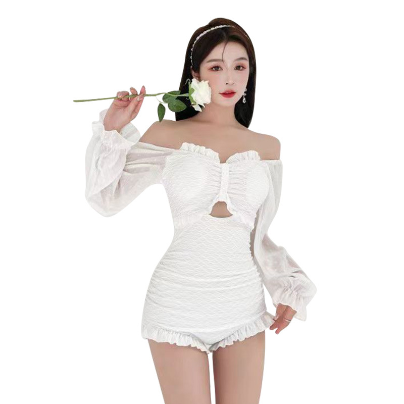 Traje de baño de las mujeres de aguas termales de una pieza vestido de alto grado puro deseo viento sexy vientre cubierta adelgazante conservador viaje vacaciones traje de baño