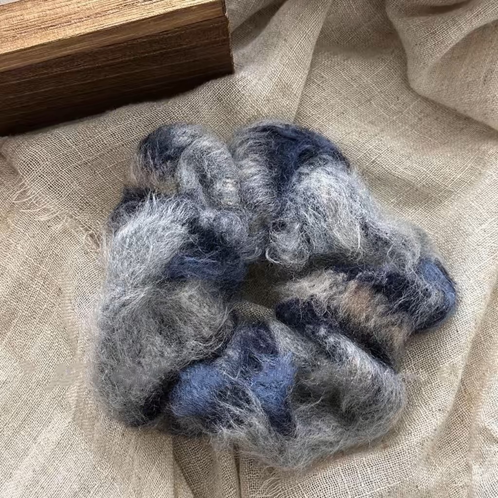 네이비 블루 모직 머리끈