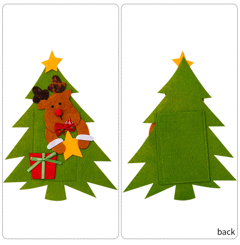 Fournitures de décoration de Noël, ensemble de couteaux et fourchettes en forme d'arbre, décoration de table à manger, sac de couteaux et fourchettes de dessin animé Old Man_voghion.com