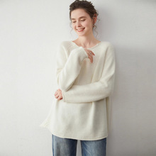 四股加厚卷边圆领山羊绒衫宽松显瘦大毛衣2025秋冬白色针织毛衫