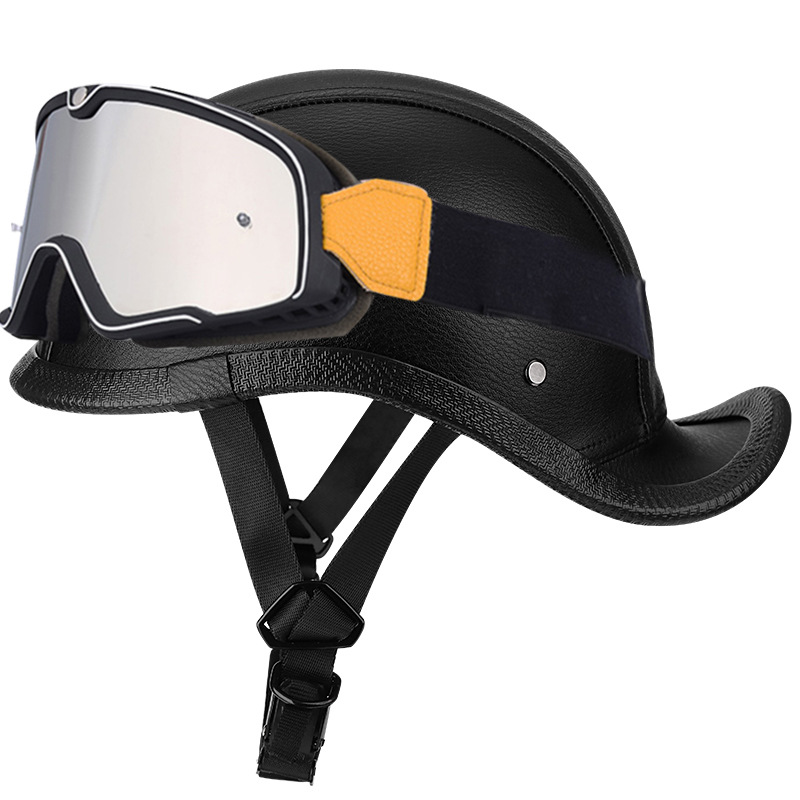 블랙 가죽 + 대형 프레임 고글-꼬리 꼬리