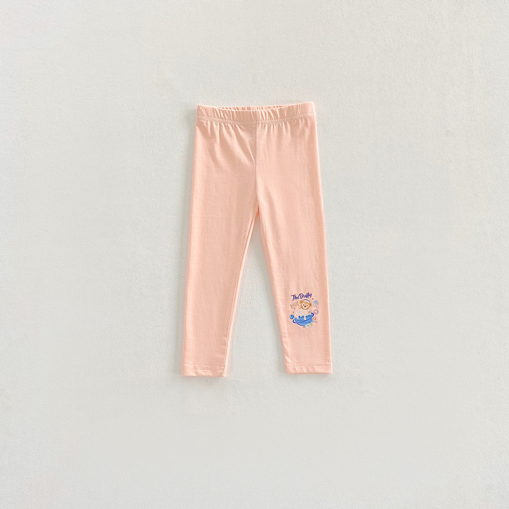 Las niñas impresas polainas ropa exterior delgada 2023 primavera y verano nuevos pantalones cortos de dibujos animados aodale algodón pantalones del todo-fósforo