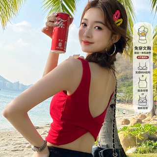 带胸垫吊带背心女内搭2026夏季新款美背美式露背背心短款打底外穿