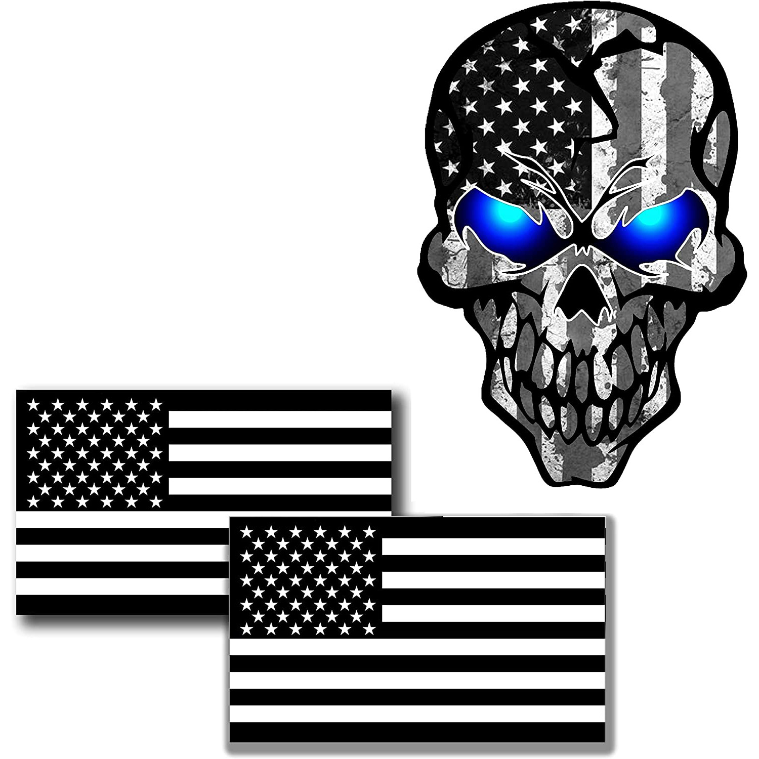 Hot-selling American Flag Skull Sticker Car Sticker Three-piece Package Customizable Car Sticker_voghion.com