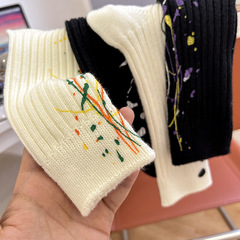 Abstract expressionist sock design street fashion unisex tall cuff graffiti autumn winter chunky tie dye socks for men