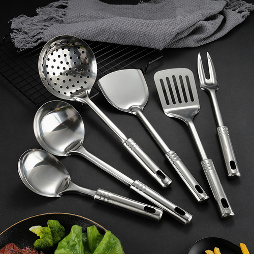 Nine-bead steel handle stainless steel kitchen utensil set cooking spatula cooking spoon electrical appliances can be printed with logo