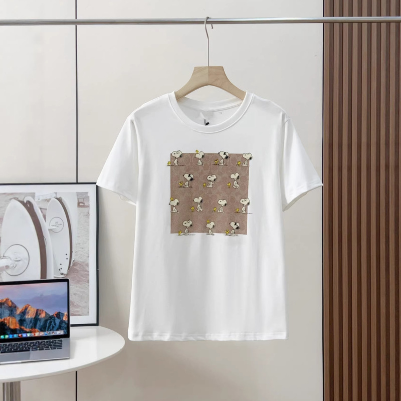 Snoopy Short-Sleeve All-Over Jacquard Square Print 2026S Summer New Loose Casual Round Neck Trendy Brand T-Shirt for Women Snoopy Short-Sleeve All-Over Jacquard Square Print 2026S Summer New Loose Casual Round Neck Trendy Brand T-Shirt for Women