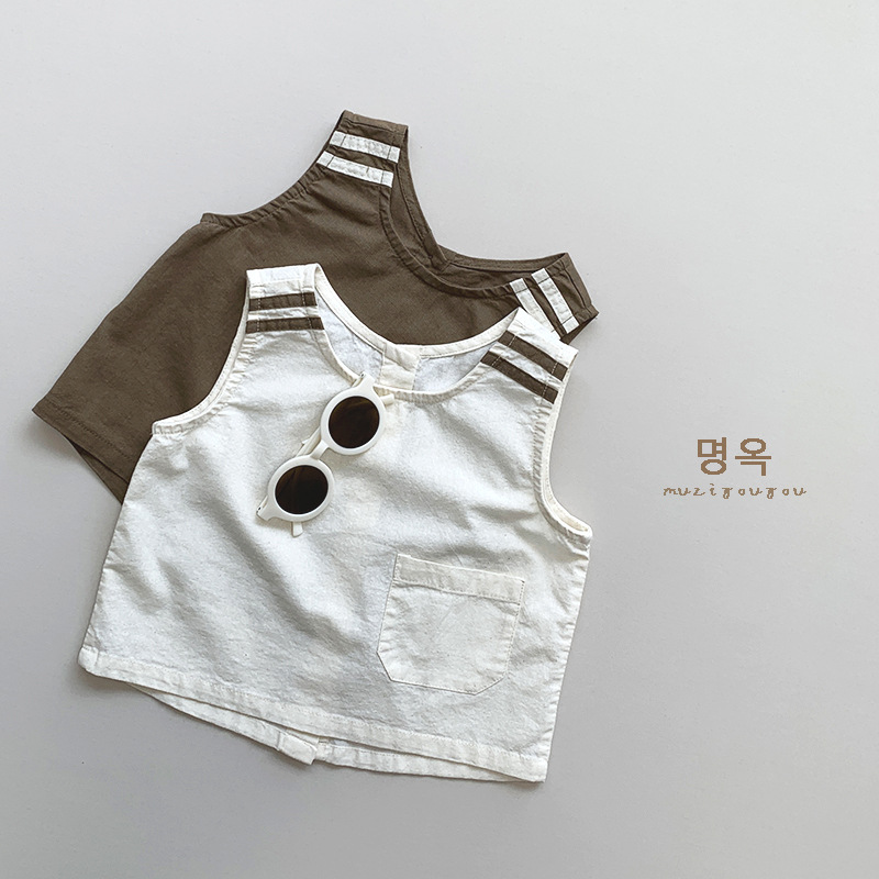 Japanese Linen Windbreaker~Children Ramie Cotton Vests for Boys and Girls, Korean Version Retro Forest Style Top, Weili Children's Wear