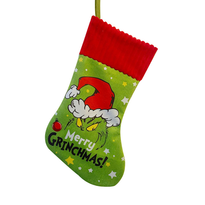 Medias de Navidad Navidad Medias de Navidad Grinch Bolsa de regalo Super suave Navidad Colgante Decoración de chimenea