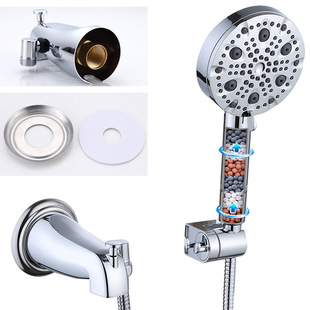 Amazon Bathroom Copper Core Concealed Bathtub Faucet Cross-Border Multifunctional Pull-Up American Shower Set