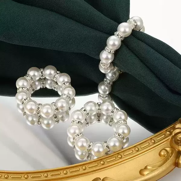 Manufacturer Banquet Table Accessories Tablecloth Ring Handmade Beaded Napkin Ring Pearl Napkin Ring Napkin Buckle Cloth Ring