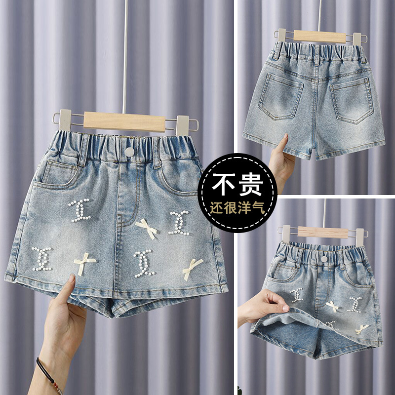 Niñas jeans de verano 2025 nuevo estilo extranjero para niños de verano falda delgada para niños grandes vestidos de pantalón