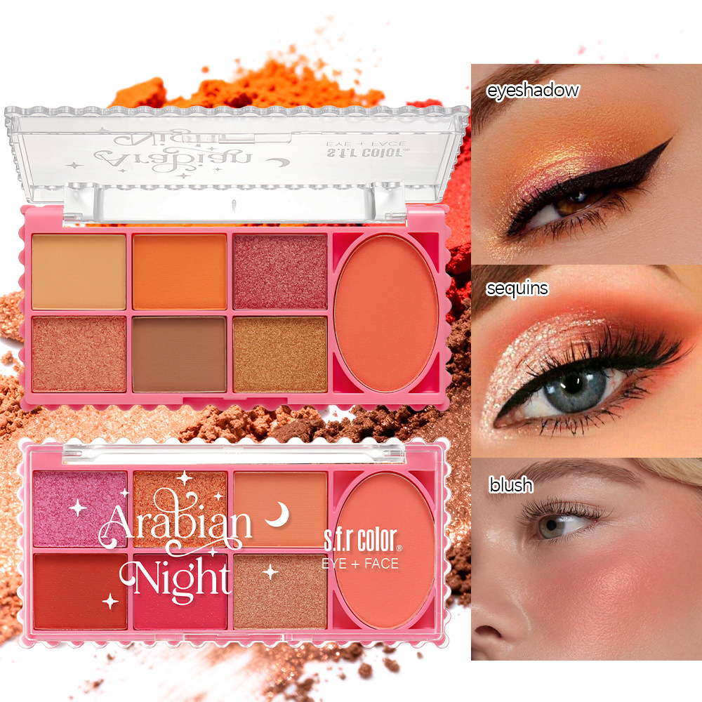 s.f.r. transfronterizo para personalizar el maquillaje del escenario fácil de colorear perlada matte eye shadow blush 2 en 1 bandeja de maquillaje